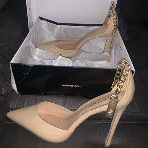 Nude Chain Accent Heels